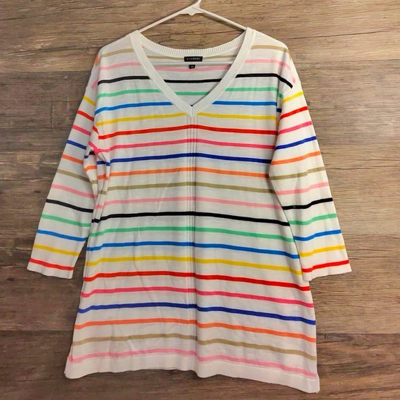 Talbots Colorful Striped V-Neck Sweater - Picture 1 of 7